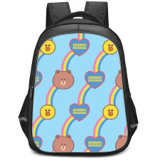 Lines Friends Backpack StudentPack - Lines Friends Brown And Friends Pattern Art Poster