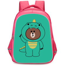 Lines Friends Brown Backpack StudentPack - Brown In Dragon Costume Green Background