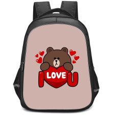 Lines Friends Brown Backpack StudentPack - Brown I Love You Poster