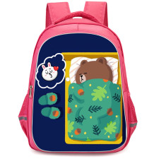 Lines Friends Brown Backpack StudentPack - Brown Sleeping Poster