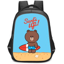 Lines Friends Brown Backpack StudentPack - Brown Standing On Beach Surf's Up Poster