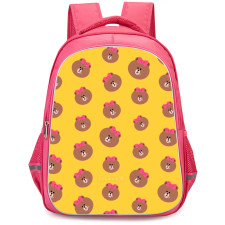 Lines Friends Choco Backpack StudentPack - Choco Avatar Pattern Art On Yellow Background
