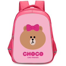 Lines Friends Choco Backpack StudentPack - Choco Head Portrait On Pink Background