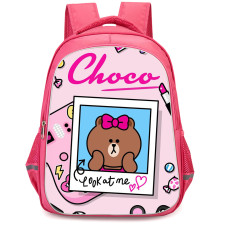Lines Friends Choco Backpack StudentPack - Choco Portrait Look At Me Pink Poster