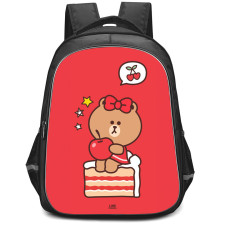 Lines Friends Choco Backpack StudentPack - Choco Sitting Red Background