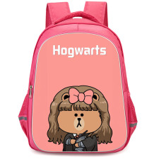 Lines Friends Choco Backpack StudentPack - Choco Standing Hogwarts On Pink Background