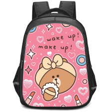 Lines Friends Choco Backpack StudentPack - Choco Wake Up Wake Up On Pink Background