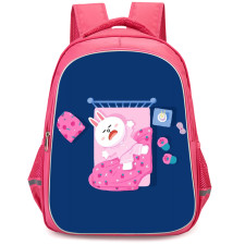 Lines Friends Cony Backpack StudentPack - Cony Crying On Bed Blue Background