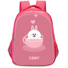 Lines Friends Cony Backpack StudentPack - Cony Inside A Cup Pink Background