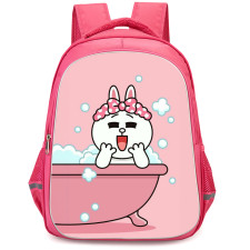Lines Friends Cony Backpack StudentPack - Cony Showering BathTub Pink Background
