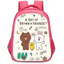 Lines Friends Backpack StudentPack - Lines Friends A Day Of Brown And Friends Poster