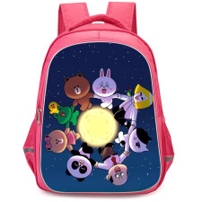 Lines Friends Backpack StudentPack - Lines Friends Holding Hands Around The Moon