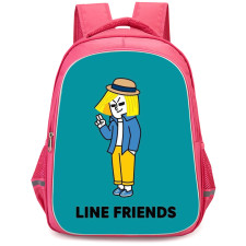 Lines Friends James Backpack StudentPack - James Showing Victory Sign On Cyan Background