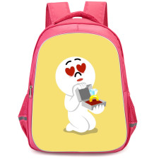Lines Friends Moon Backpack StudentPack - Moon Holding Diamond Ring On Yellow Background