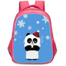 Lines Friends Pangyo Backpack StudentPack - Pangyo Standing Under Snowfall On Blue Background