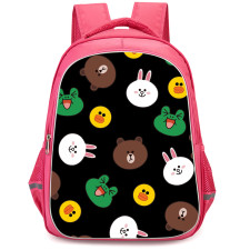Lines Friends Backpack StudentPack - Lines Friends Pattern Art On Black Background