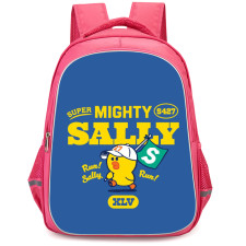 Lines Friends Sally Backpack StudentPack - Sally Super Mighty Run Poster On Blue Background