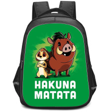The Lion King Backpack StudentPack - The Lion King Hakuna Matata Pumbaa And Timon Standing On Green Background