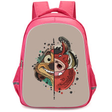 The Lion King Backpack StudentPack - The Lion King Pumbaa And Timon Face On Brown Background