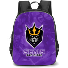 San Diego Seals Backpack School Bag StudentPack - Logo Purple Team Background