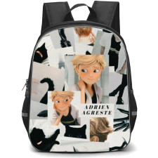 LadyBug Adrien Agreste School Backpack StudentPack - Adrien Agreste Black And White Collage