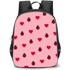 LadyBug School Backpack StudentPack - Lady Bug Heart Beetle Pattern Art