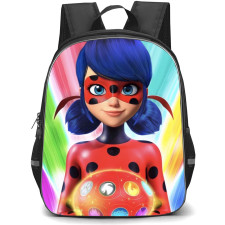 LadyBug School Backpack StudentPack - Lady Bug Portrait Rainbow Background