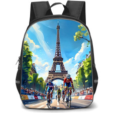 Le Tour De France Backpack School Bag StudentPack - Le Tour De France Cycling Race Eiffel Tower Digital Illustration Poster