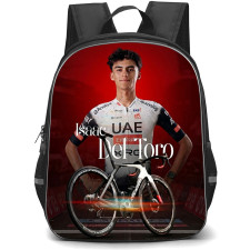 Le Tour De France Isaac Del Toro Backpack School Bag StudentPack - Isaac Del Toro Portrait With Colnago Racing Bike On Red Background