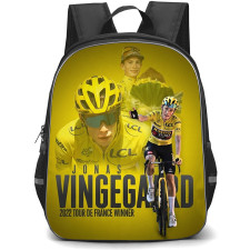 Le Tour De France Jonas Vingegaard Backpack School Bag StudentPack - Jonas Vingegaard Wins 2022 Title Yellow Poster