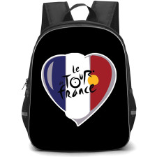 Le Tour De France Backpack School Bag StudentPack - Le Tour De France Logo On Heart Shape France Flag Sticker