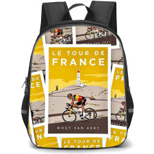 Le Tour De France Backpack School Bag StudentPack - Le Tour De France Mont Ventoux Cycling Illustration Art Collage Poster