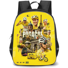 Le Tour De France Tadej Pogacar Backpack School Bag StudentPack - Tadej Pogacar 4 Times Title Winner Yellow Poster