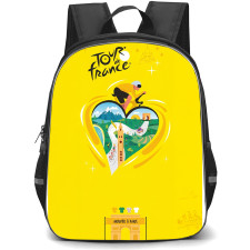 Le Tour De France Backpack School Bag StudentPack - Le Tour De France Yellow Theme Cycling Illustration Poster