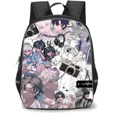 Link Click Backpack School Bag StudentPack - Link Click Black and White Camera and Headphone Characters Collage