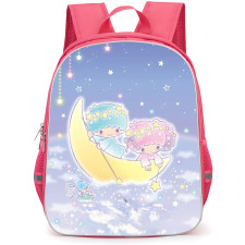 Little Twin Stars Sanrio Backpack School Bag StudentPack - Little Twin Stars Sanrio Riding In Moon Smiling Poster