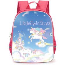 Little Twin Stars Sanrio Backpack School Bag StudentPack - Little Twin Stars Sanrio Riding Unicorn In Clouds Poster