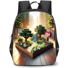 Minecraft Backpack StudentPack - Minecraft Forest Waterfall 3d Art