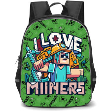 Minecraft Backpack StudentPack - Minecraft I Love Miners Cartoon Art Sticker