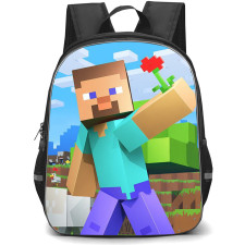 Minecraft Steve Backpack StudentPack - Steve Holding A Rose