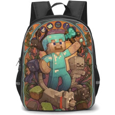 Minecraft Steve Backpack StudentPack - Steve And Mobs Cartoon Art