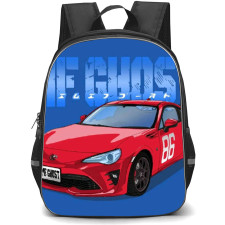 MF Ghost Backpack School Bag StudentPack - MF Ghost Red Toyota GT86 Illustration Art On Blue Background