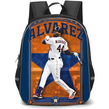 MLB Yordan Alvarez Backpack StudentPack - Yordan Alvarez Houston Astros Hitting Posture ON Orange Graphic Art