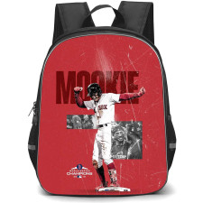 MLB Mookie Betts Backpack StudentPack - Mookie Betts Los Angeles Dodgers Celebration On Red Background