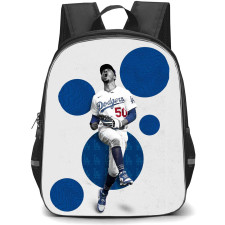 MLB Mookie Betts Backpack StudentPack - Mookie Betts Los Angeles Dodgers Shouting On Gray Background