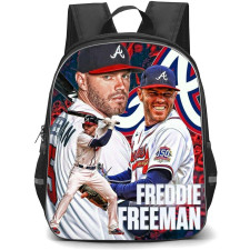 MLB Freddie Freeman Backpack StudentPack - Freddie Freeman Atlanta Braves Portrait On Graphic Art Background