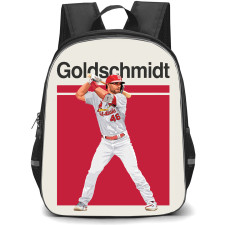 MLB Paul Goldschmidt Backpack StudentPack - Paul Goldschmidt St. Louis Cardinals Hitting Posture On Red Background