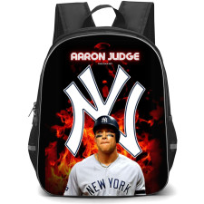 MLB Aaron Judge Backpack Student Pack - Aaron Judge Logo Portrait On Fire Background