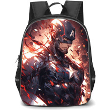 Marvel Captain America Backpack StudentPack - Captain America In Flames Side Portrait
