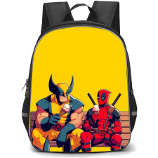 Deadpool & Wolverine Backpack StudentPack - Deadpool & Wolverine Eating an Ice-cream Yellow Background